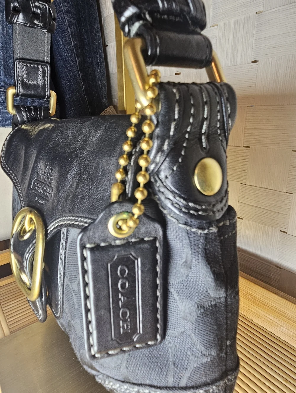 Coach 11441 Bleeker Legacy Y2K Shoulder/Hand Bag /Leather Flap /Jacquard Black - Picture 4 of 11